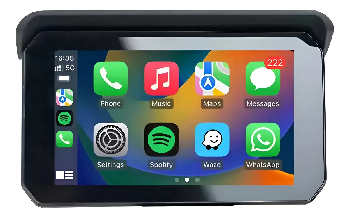 Radio CarPlay para Moto - GPS y Llamadas Manos Libres - Seguridad Visible en Cada Ruta