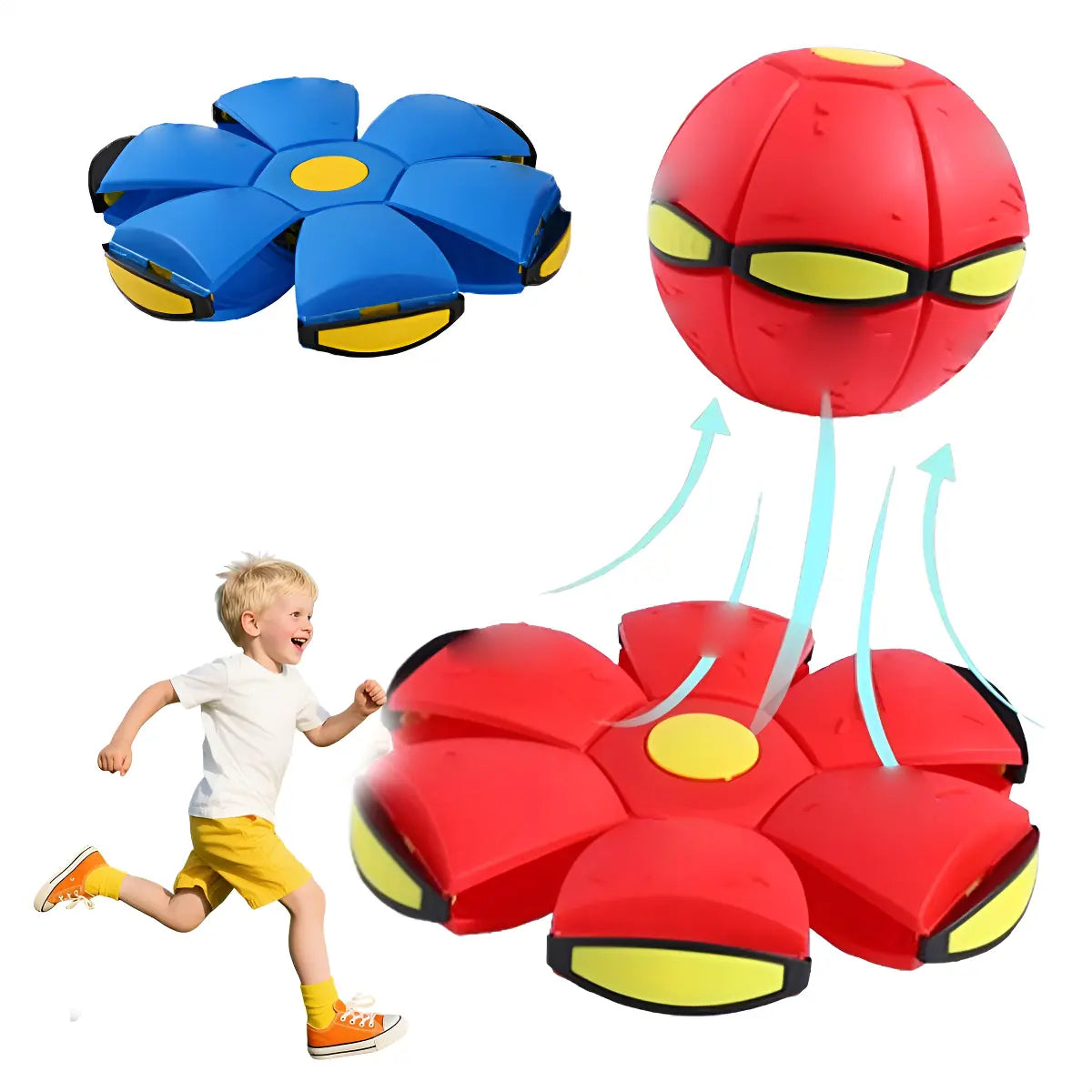 Pelota Transformable 2 en 1 – Lánzala como frisbee o úsala como pelota – ¡Diversión garantizada para toda la familia!