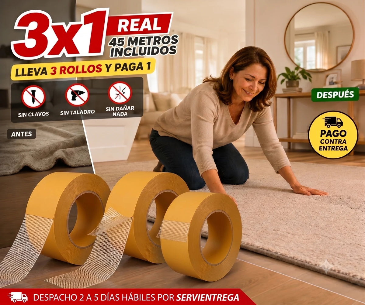 (3x1) - GripMax Pro — Pega Todo Sin Clavos Ni Tornillos: 50 Metros Incluidos