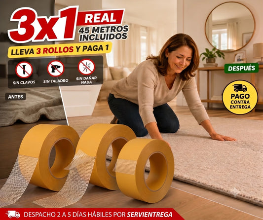 (3x1) - GripMax Pro — Pega Todo Sin Clavos Ni Tornillos: 50 Metros Incluidos