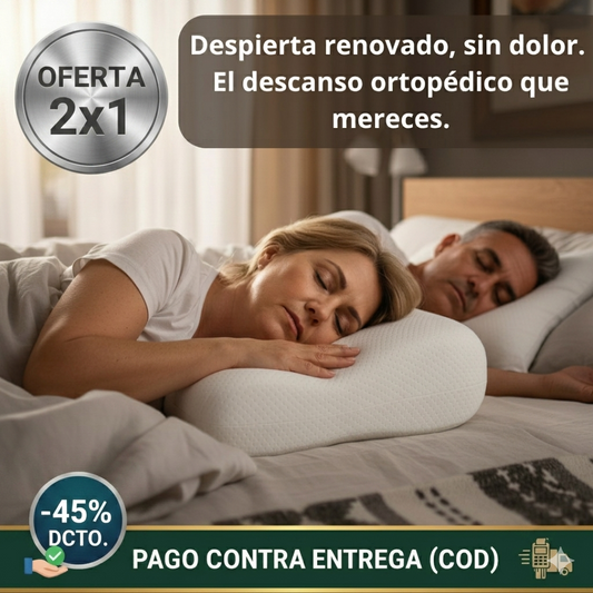 2x1: Almohada Cervical Ergonómica – Soporte Inteligente – Despierta sin dolor en solo 3 noches