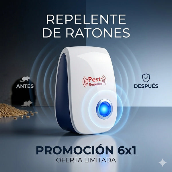 6x1 - Repelente Ultrasónico  – Ahorra Tiempo y Esfuerzo – Mantén tu hogar libre de ratones en solo días