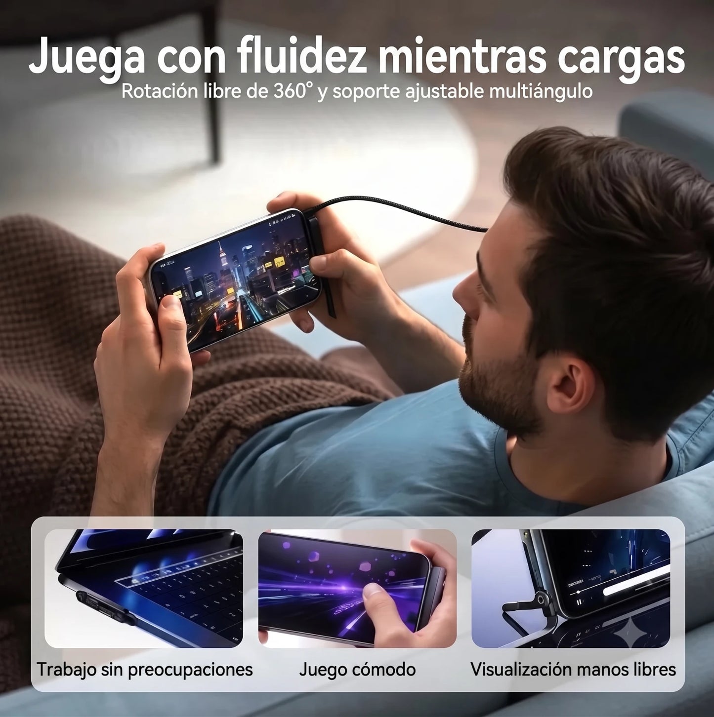 CargaFlex 2 en 1: Carga y Soporte - Llévalo 3x1