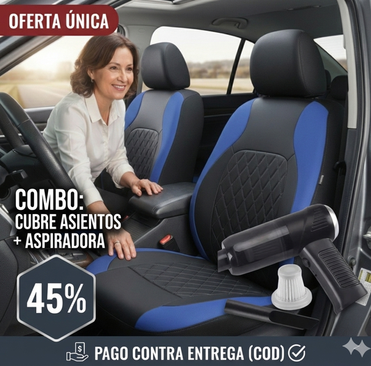 Combo Auto Cubreasiento + Aspiradora 2 en 1 – Protege y limpia tu auto en minutos