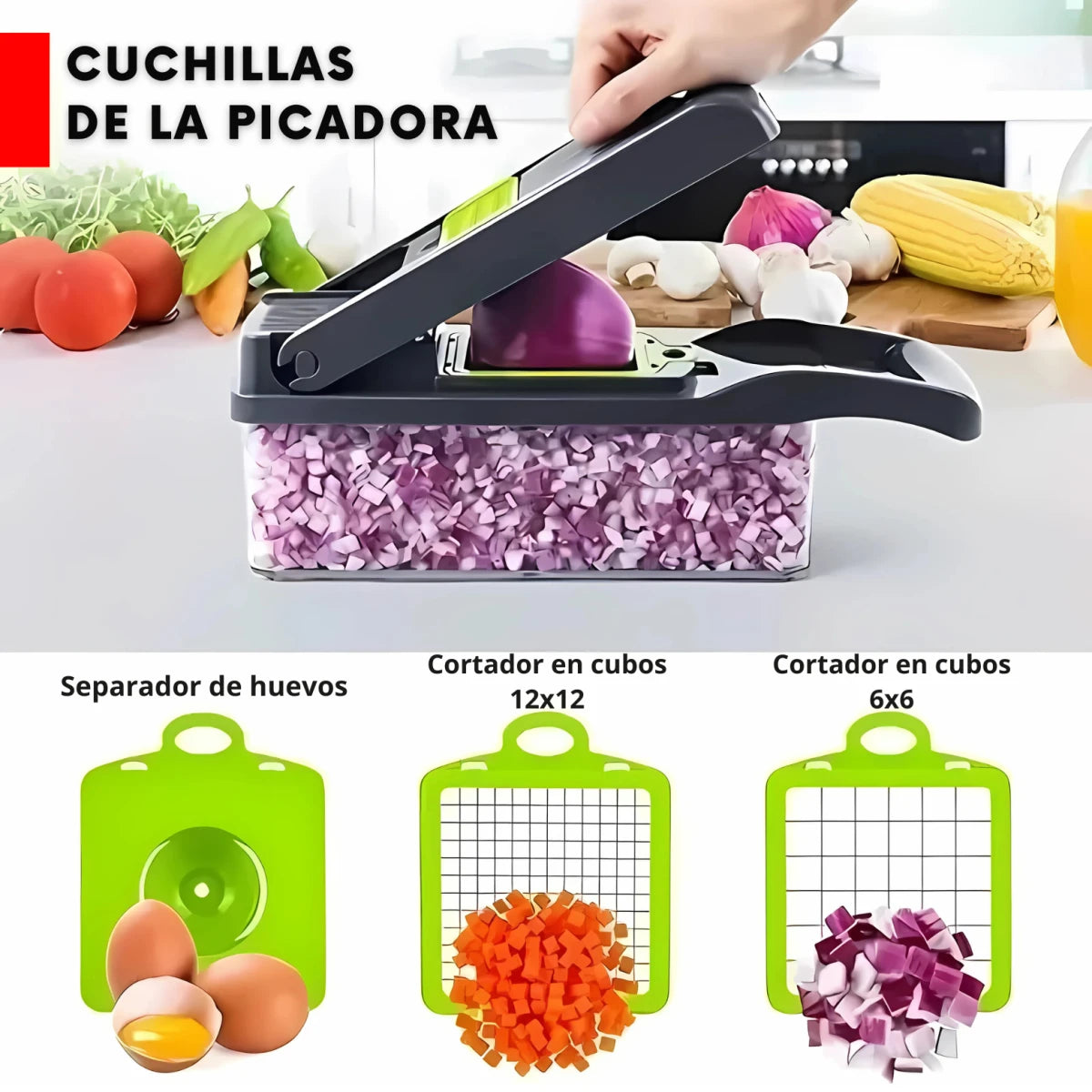 Picadora de Verduras 16 en 1 – Corta y Pica en Segundos – Cocina Rápida y Sin Esfuerzo