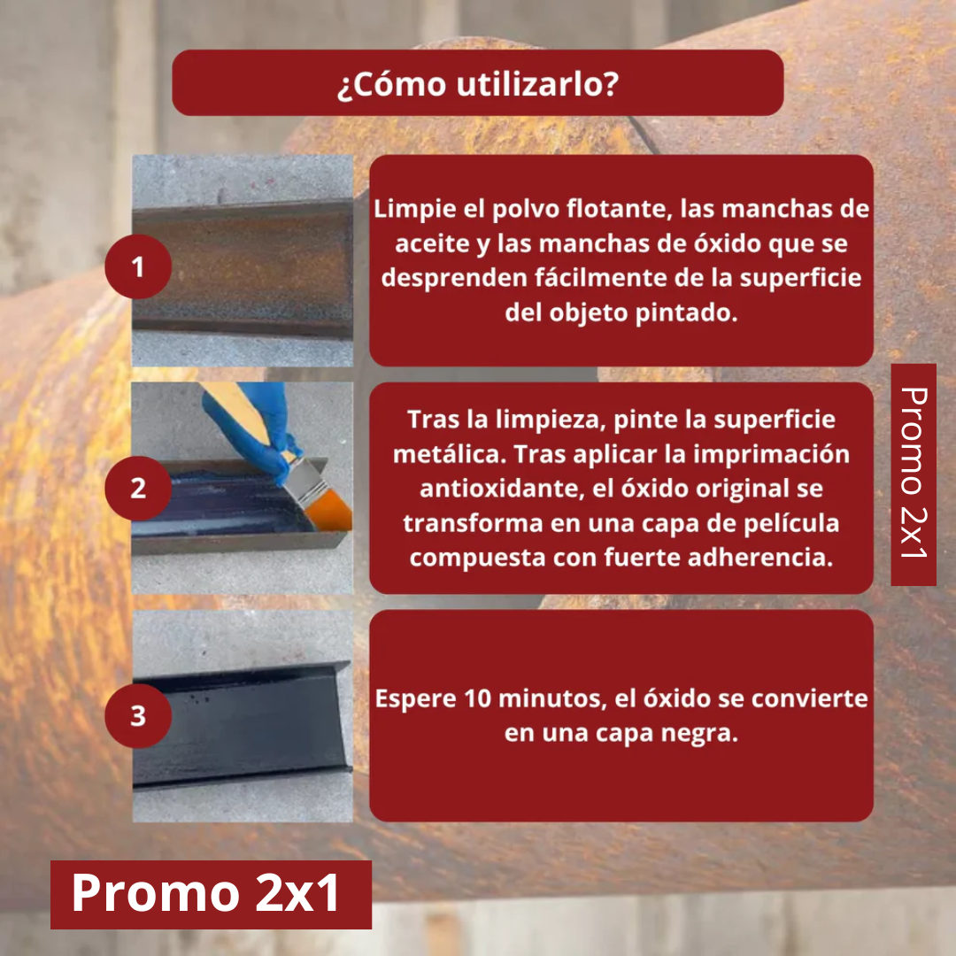 PACK: 3x1 Pintura Antióxido - Elimina el Óxido Fácil - Recupera Metales en Solo Minutos