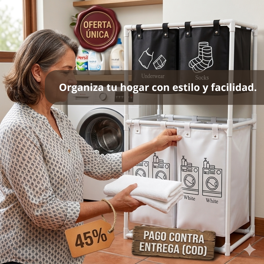 Organizador de Lavandería – Separador de Ropa Doble – Ordena tu ropa en minutos