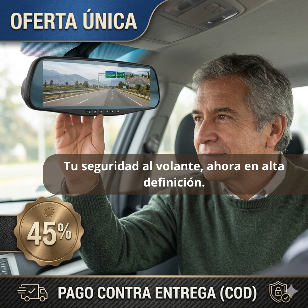 Espejo DVR con Cámara – Graba Todo en HD – Protégete ante Accidentes desde el Primer Día