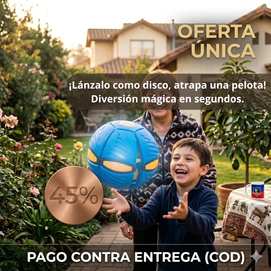 Pelota Transformable 2 en 1 – Lánzala como frisbee o úsala como pelota – ¡Diversión garantizada para toda la familia!