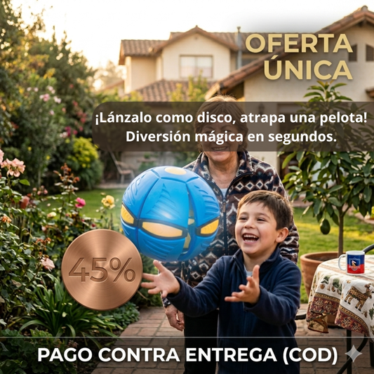 Pelota Transformable 2 en 1 – Lánzala como frisbee o úsala como pelota – ¡Diversión garantizada para toda la familia!