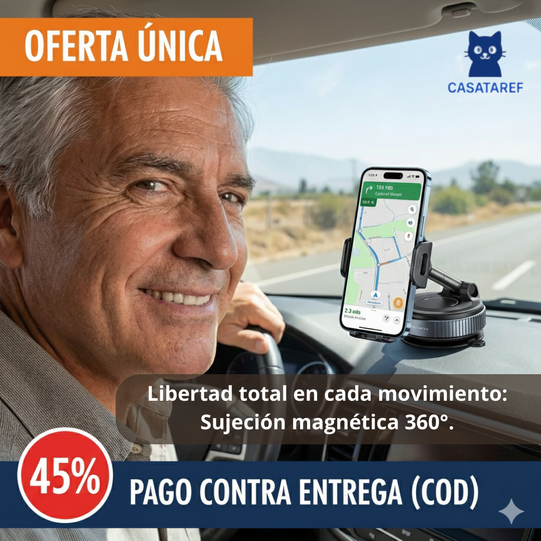 Soporte Magnético 360° para Celular – Conduce Seguro – Mantén el Teléfono Firme al Instante