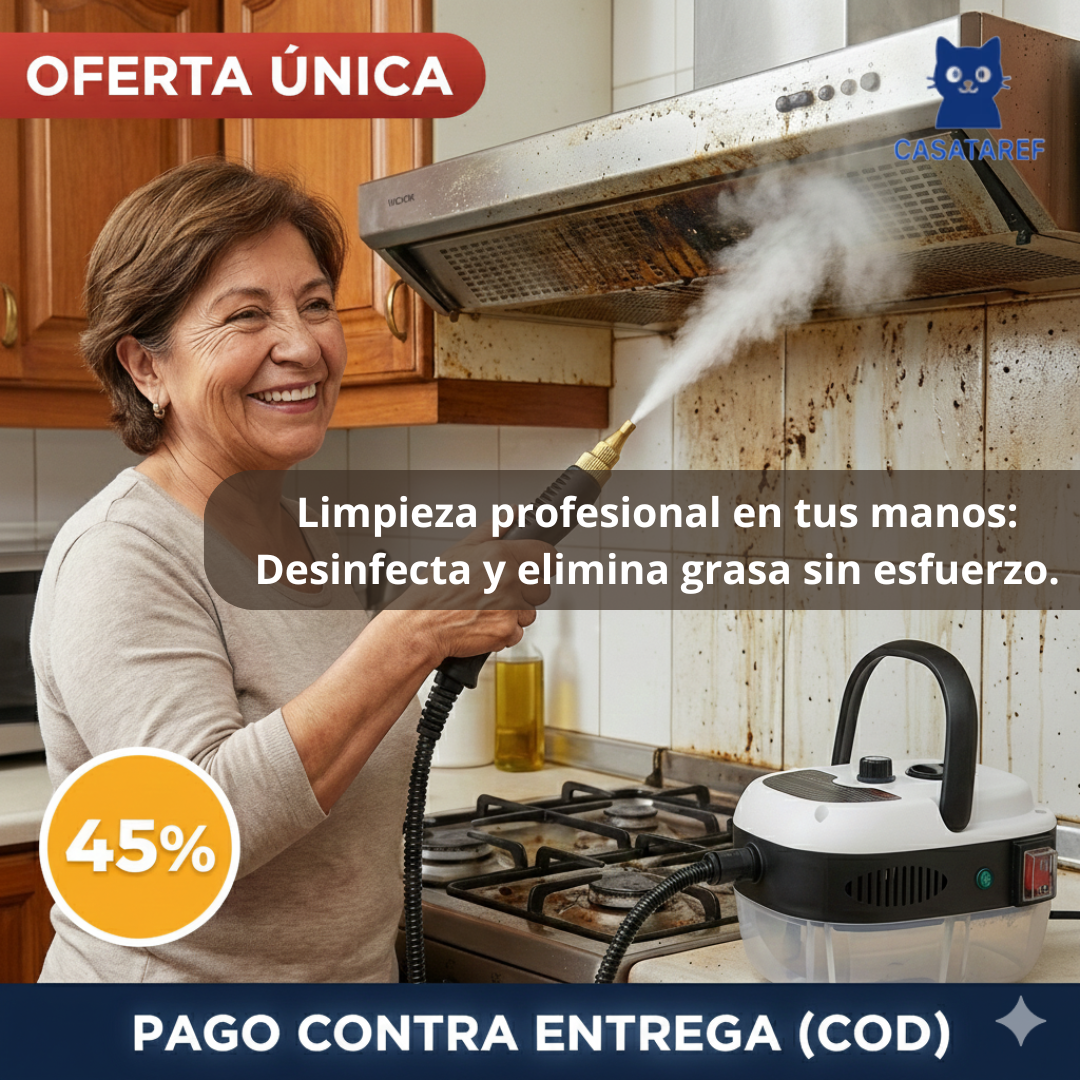 Máquina a Vapor Portátil – Limpieza Profunda – Desinfecta sin Químicos en Minutos