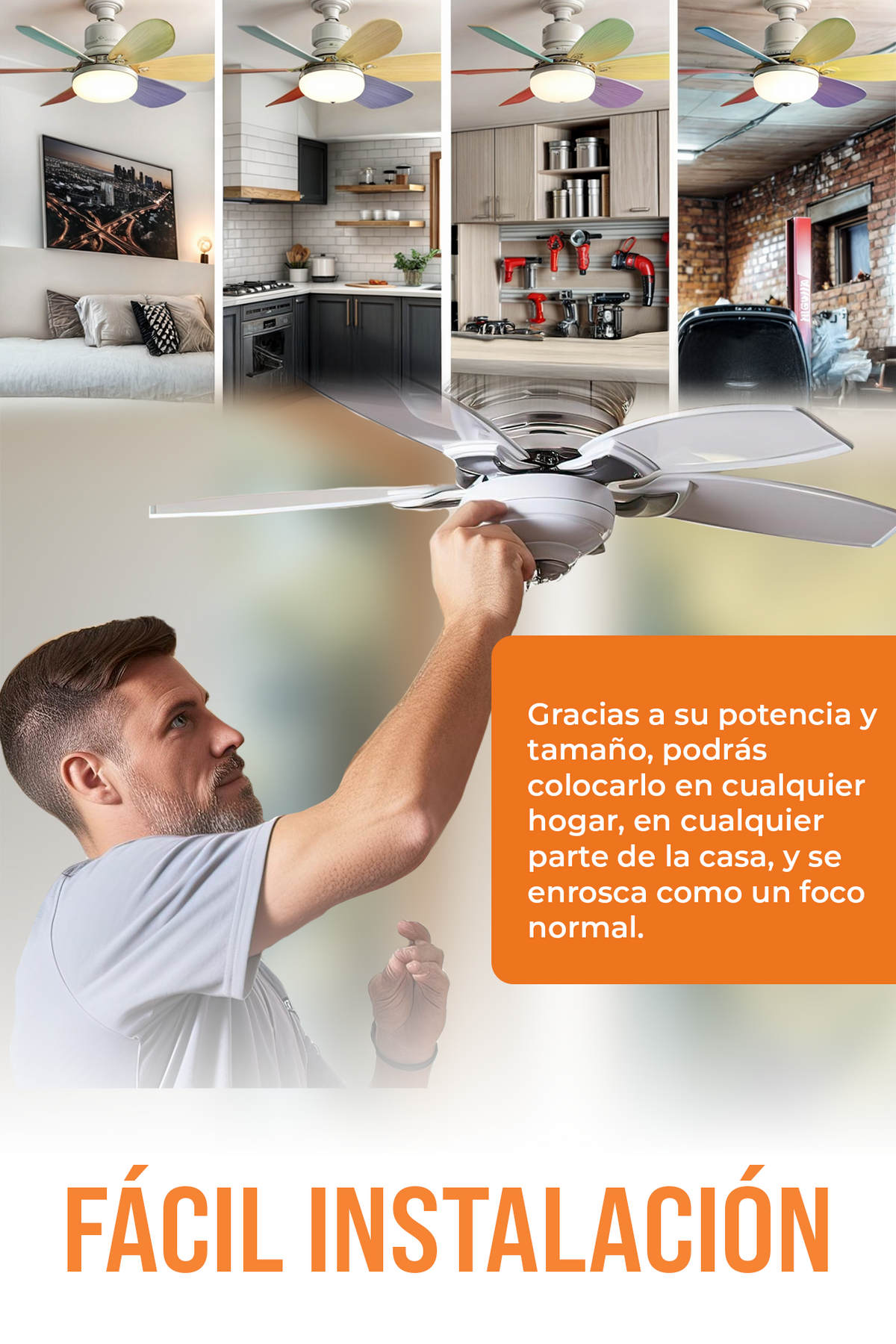 Foco Ventilador LED - Ilumina y Refresca - Instálalo en 1 Minuto sin Técnico