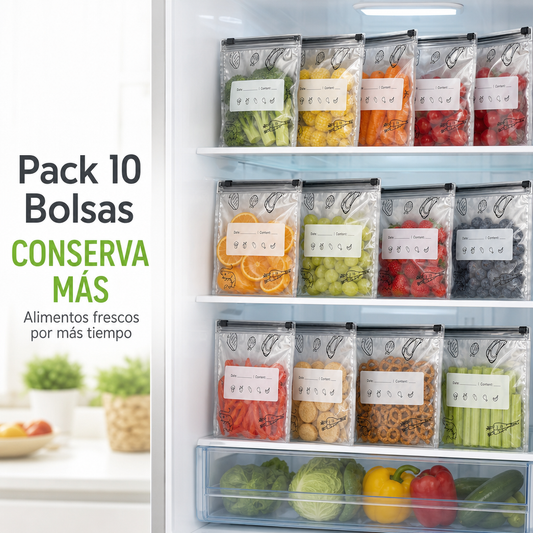 Pack 10 Bolsas - Conserva Tus Alimentos Frescos Más Tiempo