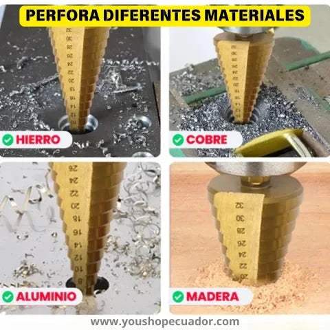 Brocas Escalonadas 6 Piezas - Perfora Todo Tamaño Sin Cambiar de Broca