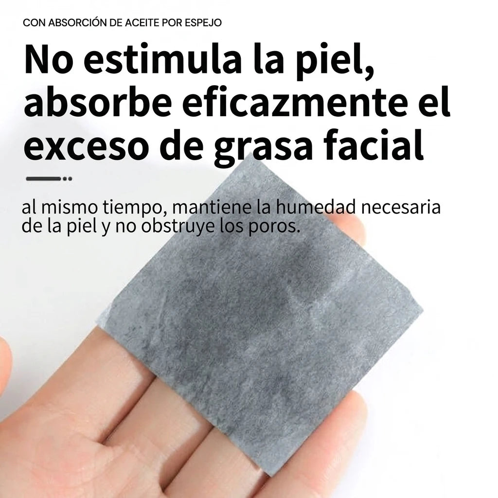 Hojas Absorbentes de Aceite - Rostro Mate y Sin Brillo Todo el Día