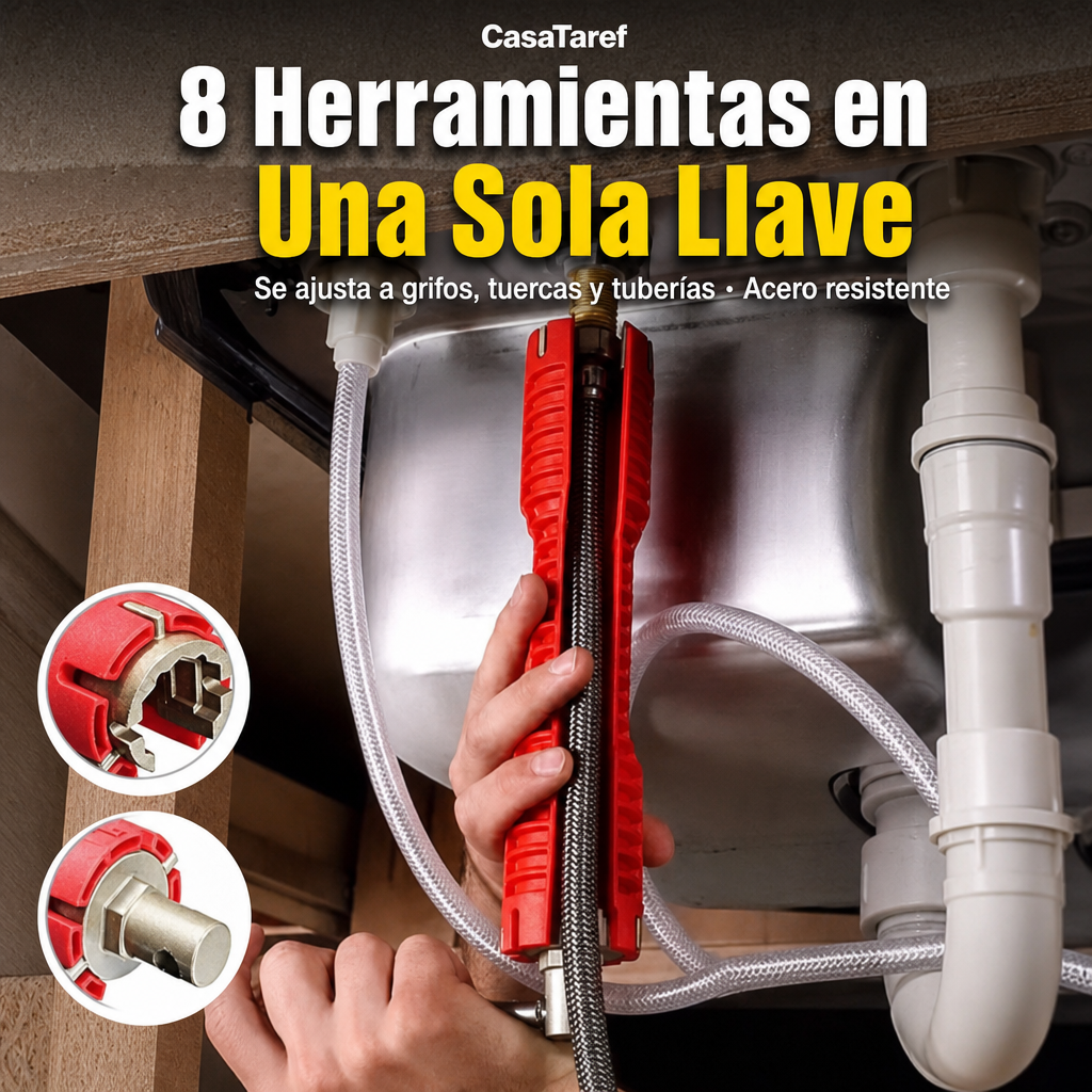 Llave Multifuncional 8 en 1 – Aprieta y Afloja Todo Sin Esfuerzo