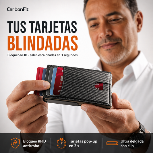 Billetera de Fibra de Carbono - Tarjetas Blindadas, Bolsillo Liviano