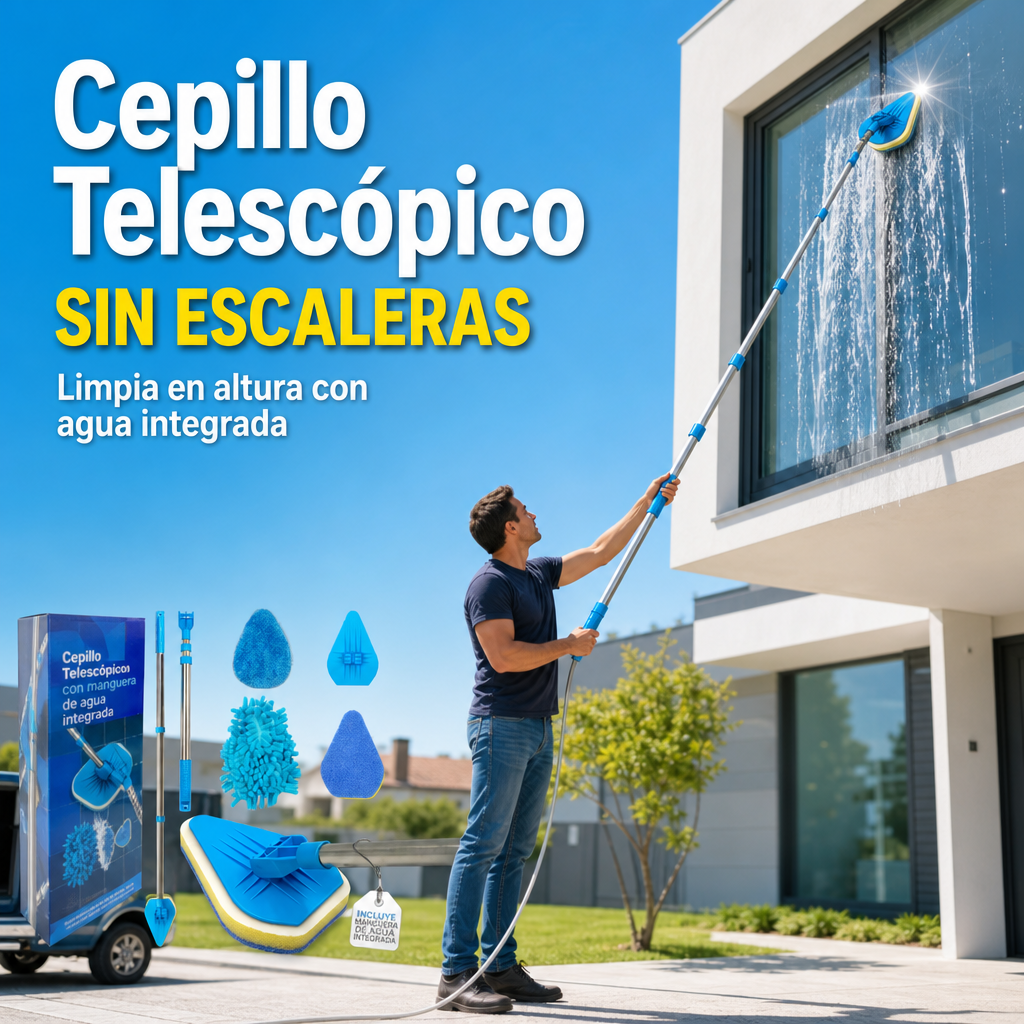 Cepillo Telescópico - Limpia en Altura Sin Escaleras