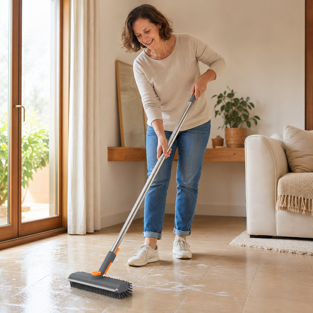 Cepillo Escurridor de Piso 2 en 1 – Mango Extensible Giratorio