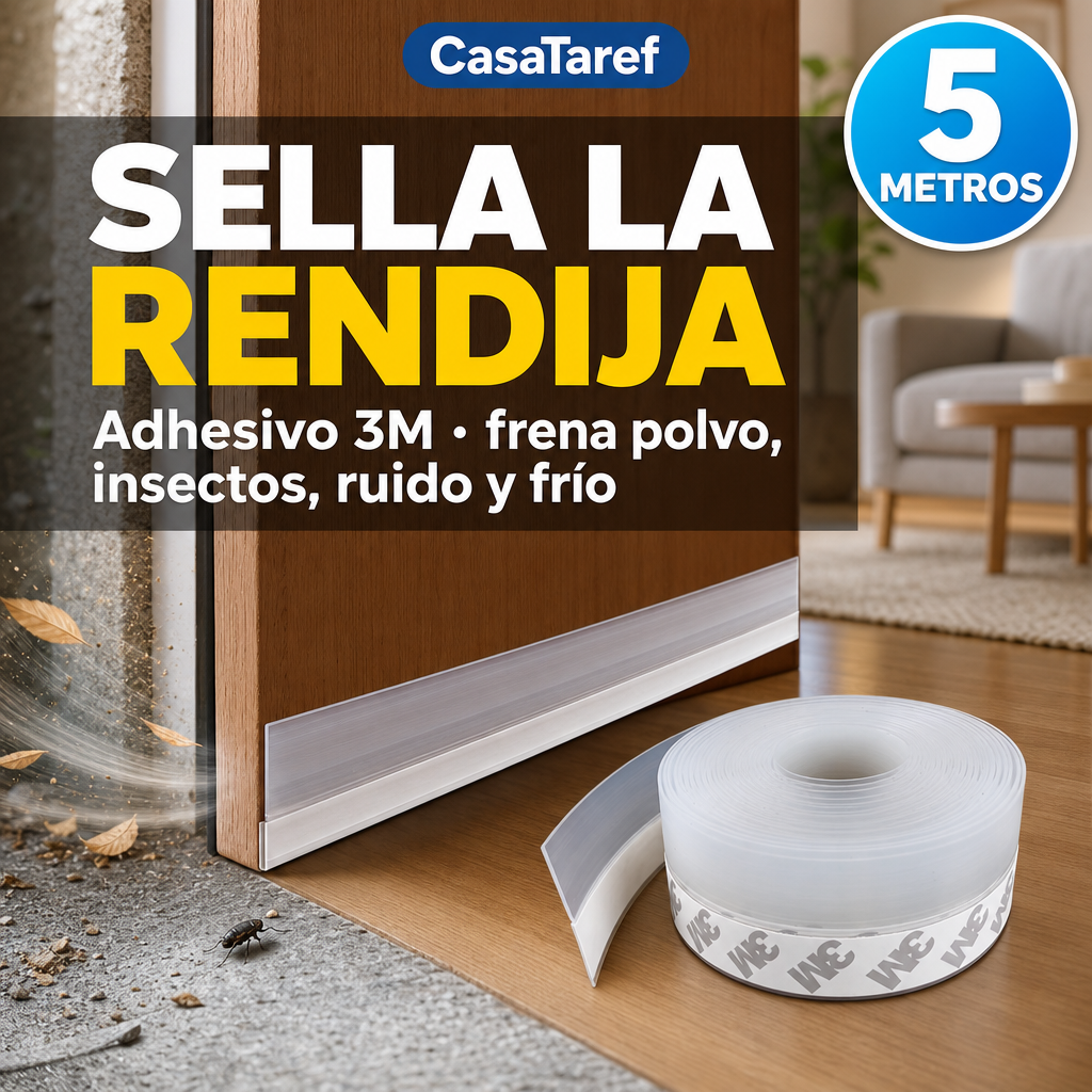 Burlete Autoadhesivo de Silicona – Sella Puertas y Ventanas – 5 Metros