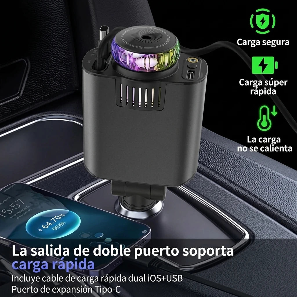 Cargador Aroma 5 en 1 - Carga 45W y tu Auto Siempre Fresco