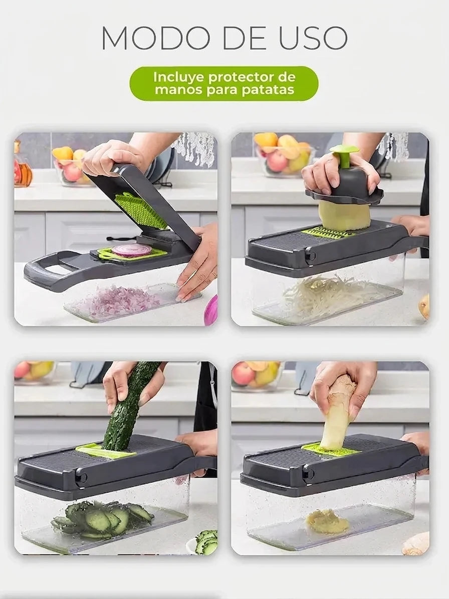 Cortador de Verduras 14 en 1 – Pica y Ralla Todo en Segundos