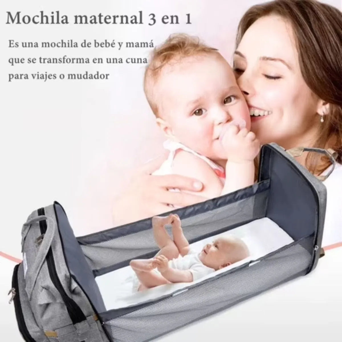 Mochila Pañalera 3 en 1 – Cuna y Cambiador Portátil – Todo para el Bebé en un Solo Lugar